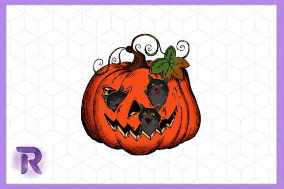 Cat in Pumpkin Halloween Embroidery
