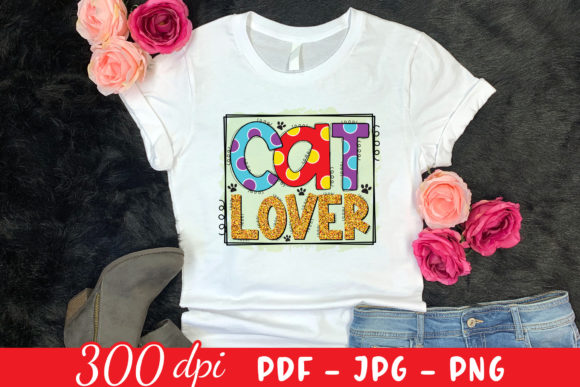 Cat Lover PNG for Embroidery Projects